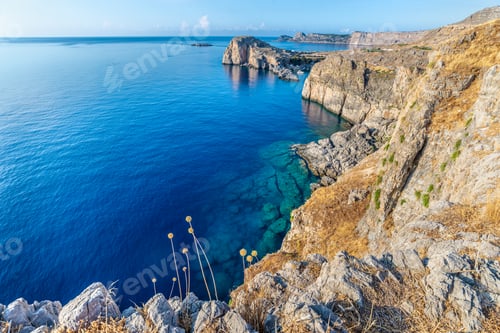Preview: View from the top of the cliff of a beautiful blue sea