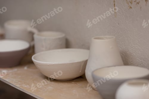 Preview: handmade ceramic dishes in the artist's studio