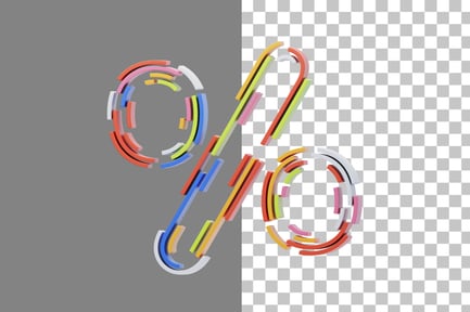 Preview: Stripes Percent Sign 3D Icon