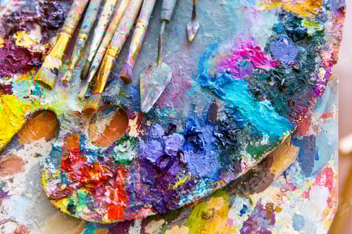 Preview: Colorful Paints Mixing on an Artist's Palette