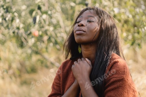 Preview: Afro Girl closed her eyes, praying. Mental Health