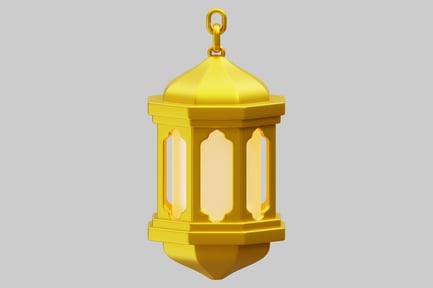 Preview: Gold-colored lantern with glass window