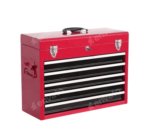 Preview: red toolbox isolated on white