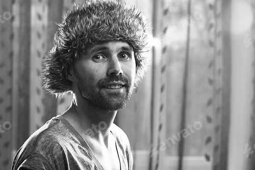 Preview: Funny Portrait Of A Man In A Fur Hat