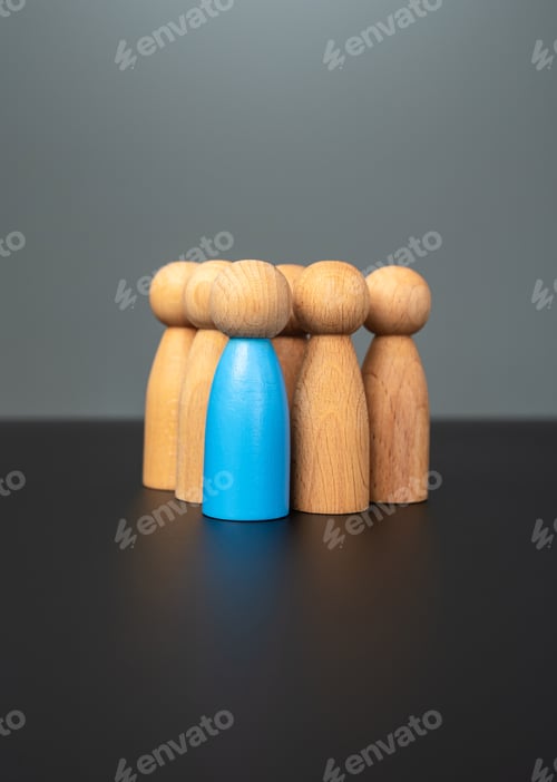 Preview: A group of people with a leader at the head.