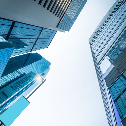Preview: Futuristic cityscape view with modern skyscrapers. Hong Kong