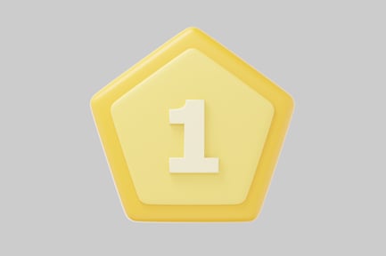 Preview: Yellow pentagon with white number one