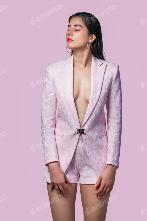 Preview: Portrait of Young woman Posing for New Year & Christmas