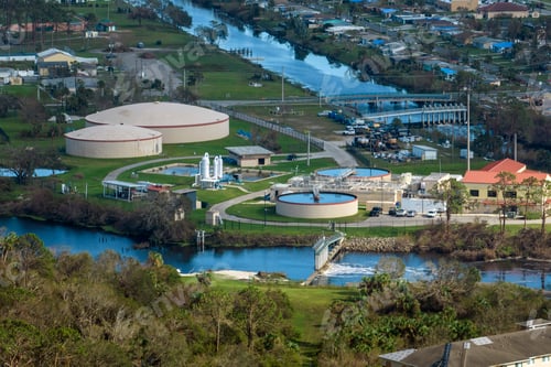 Preview: Aerial view of water treatment factory