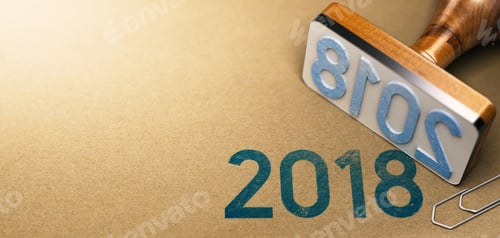 Preview: Year 2018 Stamp Over Paper Texture