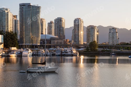 Preview: Sailboat parked in False Creek with Downtown Vancouver