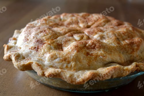 Preview: Homemade whole apple pie with a tender flaky crust dough pastry