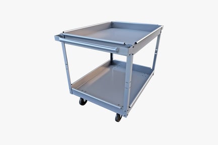 Preview: Two-shelved rolling metal trolley with handle