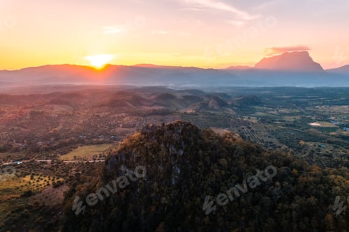 Preview: On the mountain, rocks, view in the evening, Chiang Dao