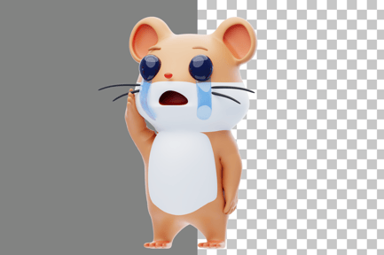 Preview: Hamster Character Is Crying 3D Illustration