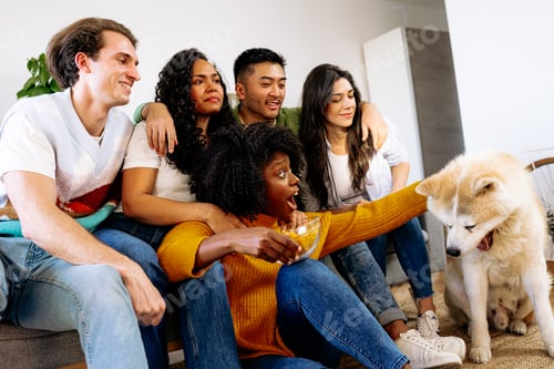 Preview: Joyful Gathering of Friends for a Delicious Meal Having fun and Celebrating with Alcoholic Bewerage