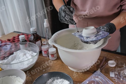 Preview: handmade bath bombs process. Preparation of bath bombs.