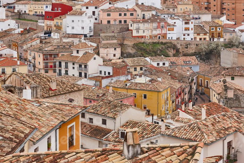 Preview: Traditional multi colored houses in Cuenca Unesco heritage old town. Spain