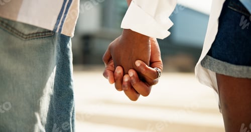 Preview: Holding hands, love and travel with couple in city together for adventure, bonding or romance. Safe