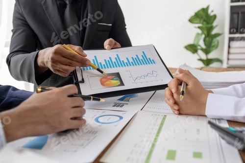 Preview: Meeting room atmosphere, business people meeting together on finance topics, they are working togeth