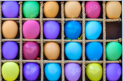 Preview: Many colorful air baloons in separate boxes