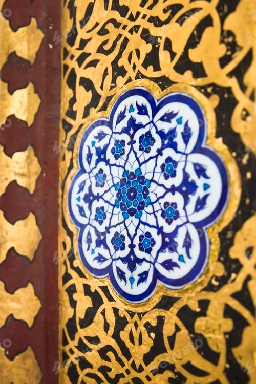 Preview: Ancient Ottoman handmade turkish tiles with floral patterns