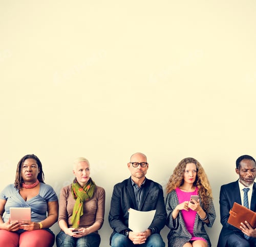 Preview: Diverse Group of People Community Sitting Waiting Concept