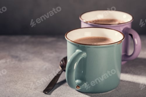 Preview: Old mug with hot chocolate milk