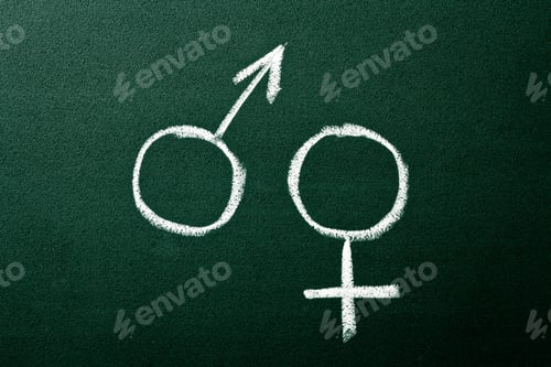 Preview: Gender symbols on green blackboard