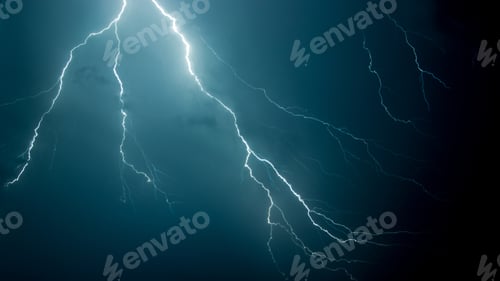 Preview: Low angle shot of the scary lightning in the night sky