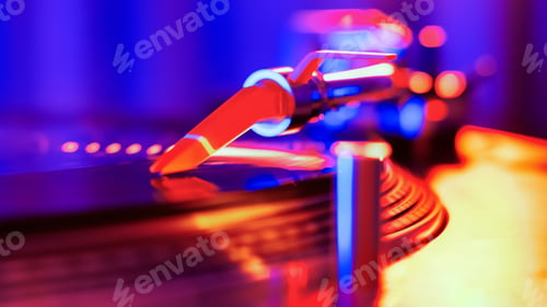 Preview: A working record player with neon illumination