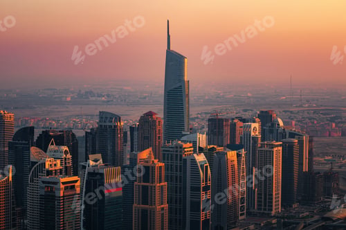 Preview: Multiple tallest skyscrapers of the world. Dubai marina, United Arab Emirates.