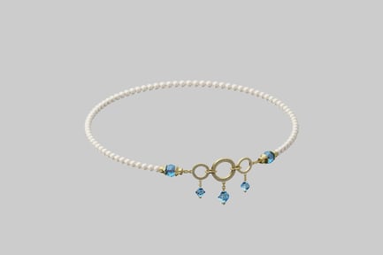 Preview: Pearls with aqua crystal necklace
