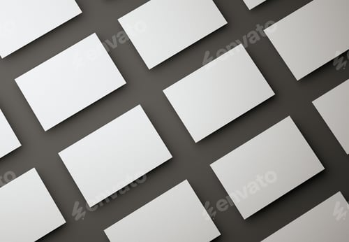 Preview: 3d illustration. Blank white business cards design template on isolated black background. Visiting