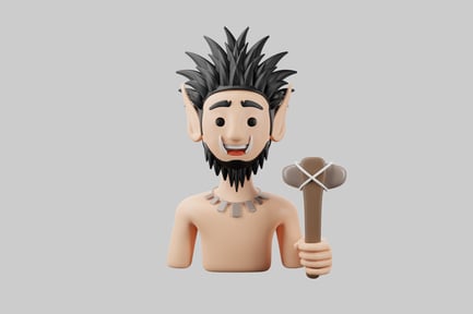 Preview: Cartoon caveman holding hammer