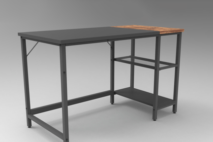 Preview: Industrial Wooden Computer Desk with Shelves 3D Model 103