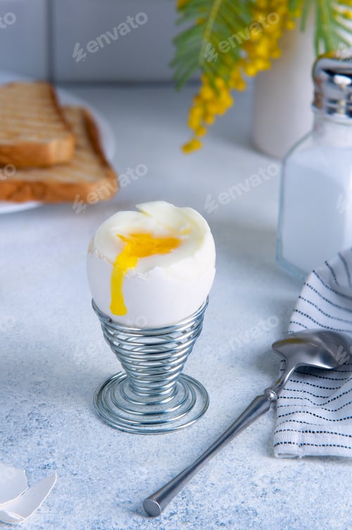Preview: Spring breakfast with soft boiled egg and toast.