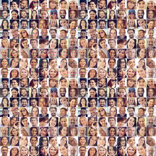 Preview: Smiles around the world. Composite image of a large group of diverse people smiling.