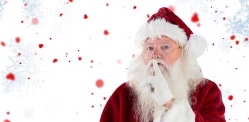 Preview: Santa Asking For Quiet To Camera Against Snowflake Pattern