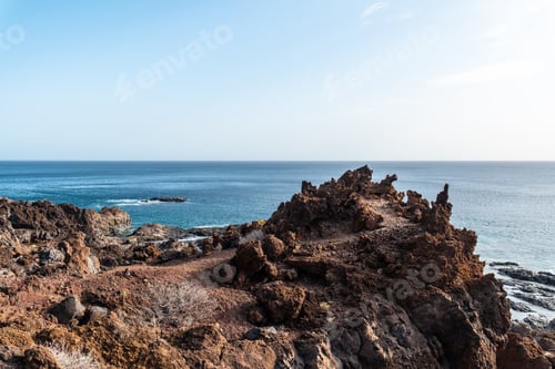 Preview: Volcanic trail on the beach of Tacoron on El Hierro, Canary Islands