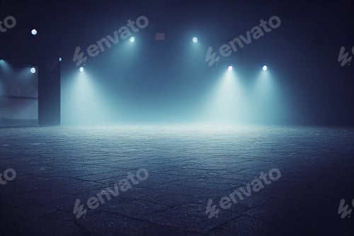 Preview: empty dark blue scene and neon spotlights for product display