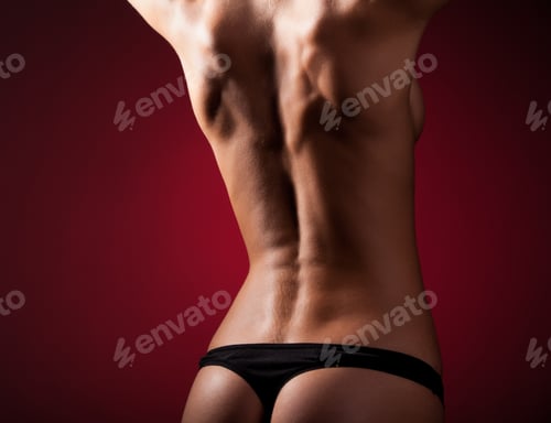 Preview: Woman topless posing turning back