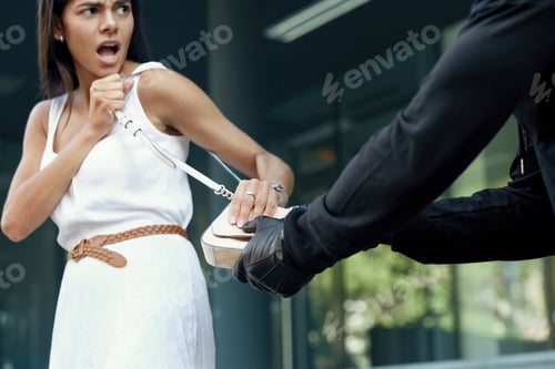 Preview: Robber want to steal handbag of frightened girl