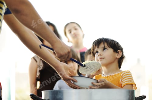 Preview: Hungry Children In Refugee Camp, Distribution Of Humanitarian Food