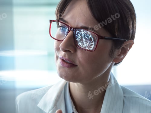 Preview: Doctor viewing a patients MRI Brain scan for ageing damage due to dementia Alzheimer's disease