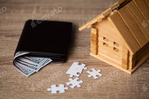 Preview: Cash money in a large pile as a finance background for house