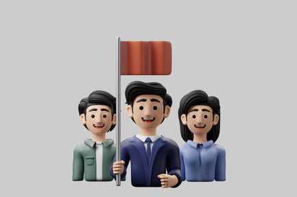 Preview: Three People Holding a Flag