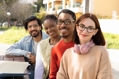 Preview: Positive diverse millennial students in causal study and prepare project or test together at table