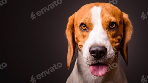 Preview: Beagle dog portrait on a black background isolated studio