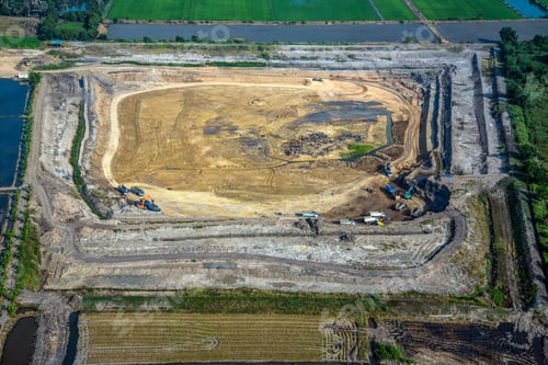 Soil digging earthmoving land development aerial view